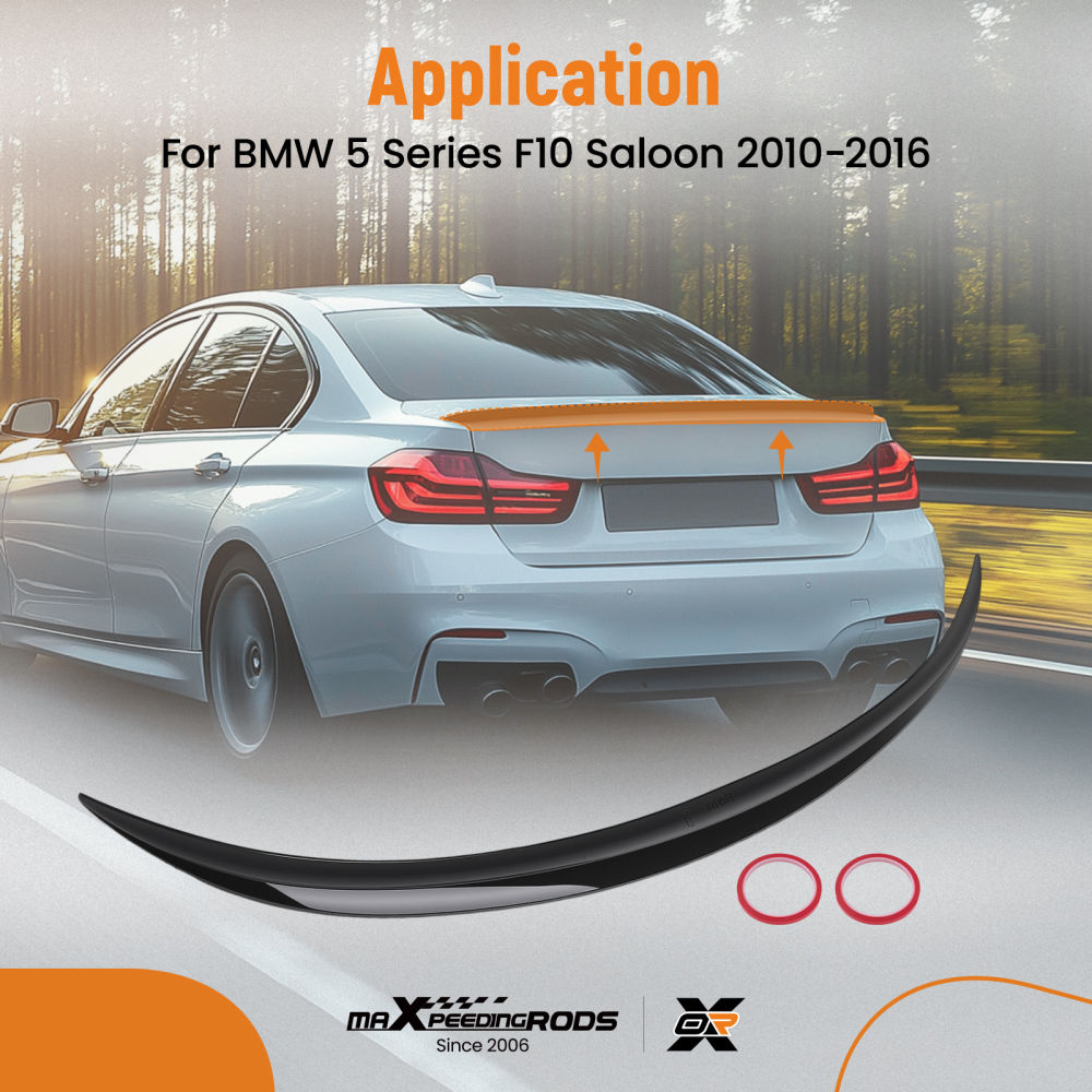 Rear Boot Wing Spoiler compatible for BMW 5 Series F10 M5 Style 2010-2016 Gloss Black ABS