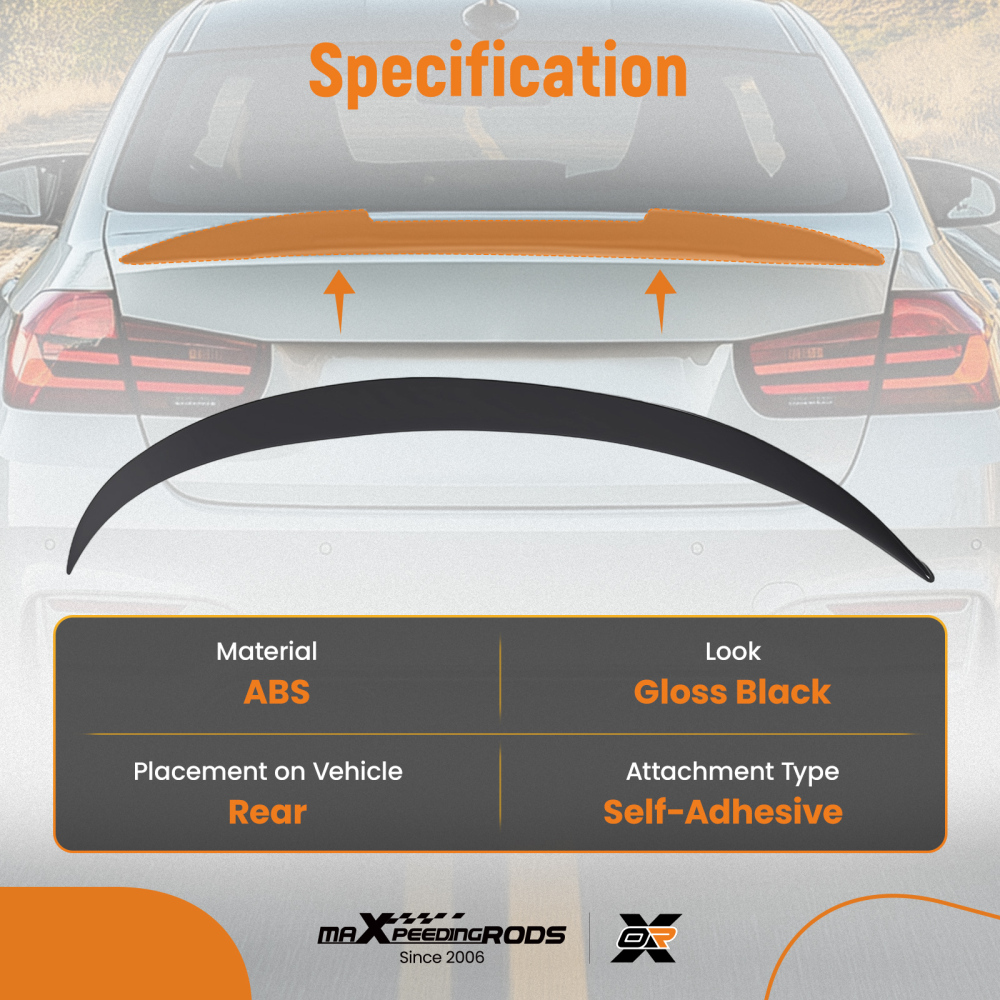 Rear Boot Wing Spoiler compatible for BMW 5 Series F10 M5 Style 2010-2016 Gloss Black ABS