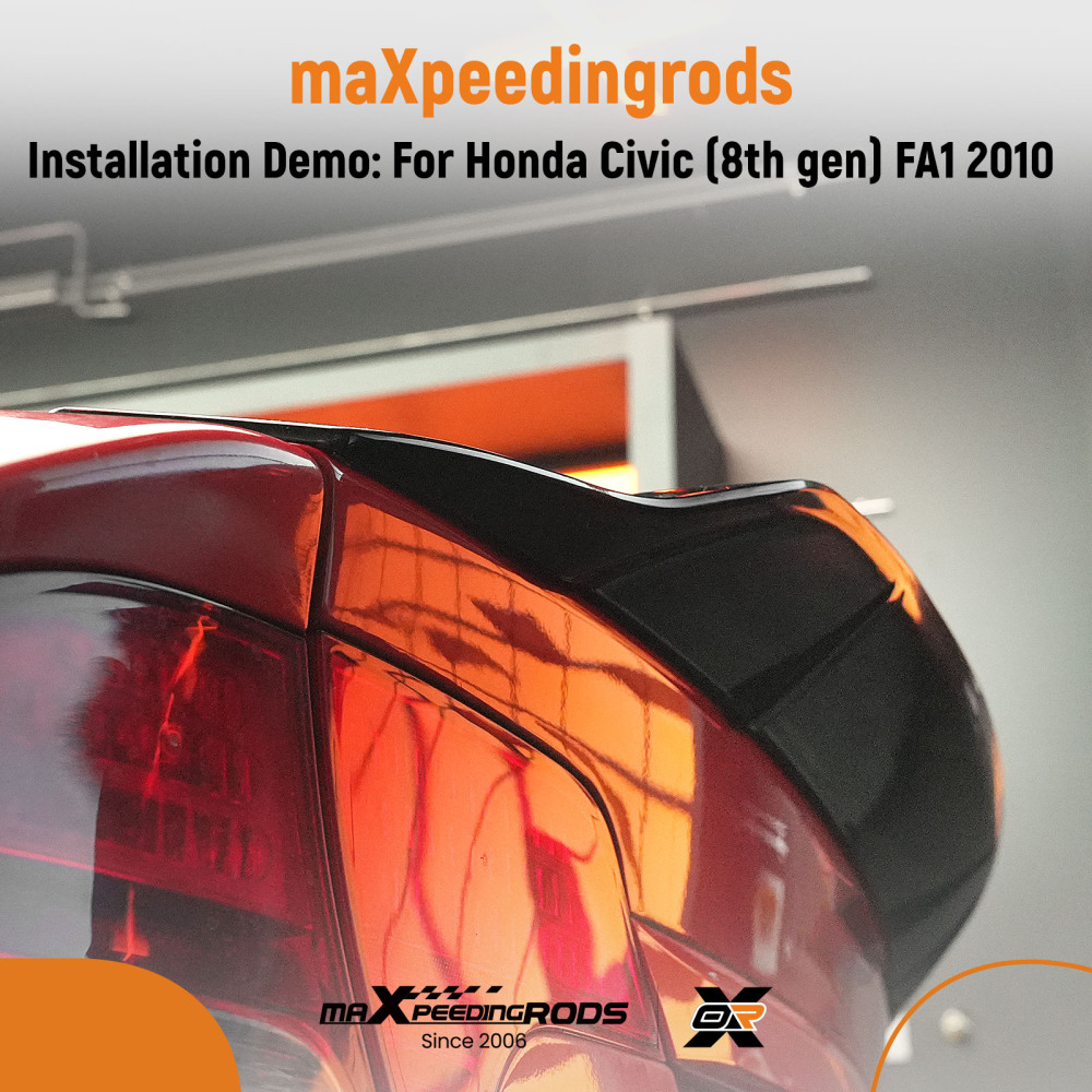 ABS Duckbill Spoiler Wing compatible for Honda Civic Sedan 2006-2011 Black R Style