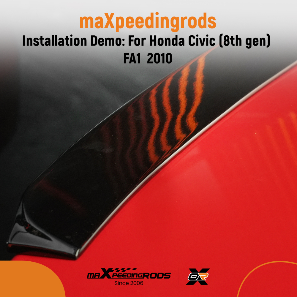 Rear Trunk Wing Spoiler compatible for Honda Civic 8th 9th 4DR 2006-2015 Gloss Black QME