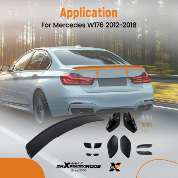 Rear Trunk Spoiler Wing compatible for Mercedes W176 A Class AMG A45 Style 2012-2018 Black