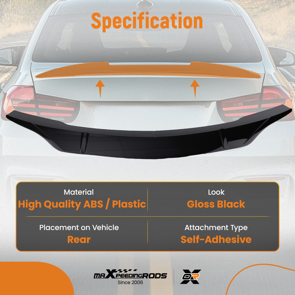 Gloss Black Boot Spoiler compatible for Mercedes C Class W204 2007-2014 Rear Trunk Wing ABS