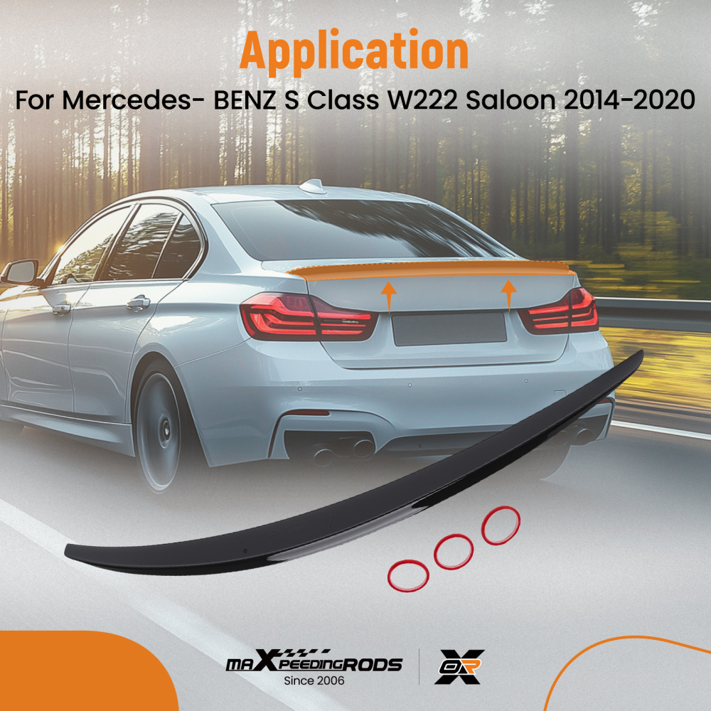 Rear Boot Trunk Spoiler Wing compatible for Mercedes Benz S Class W222 2014-2020 Black AMG