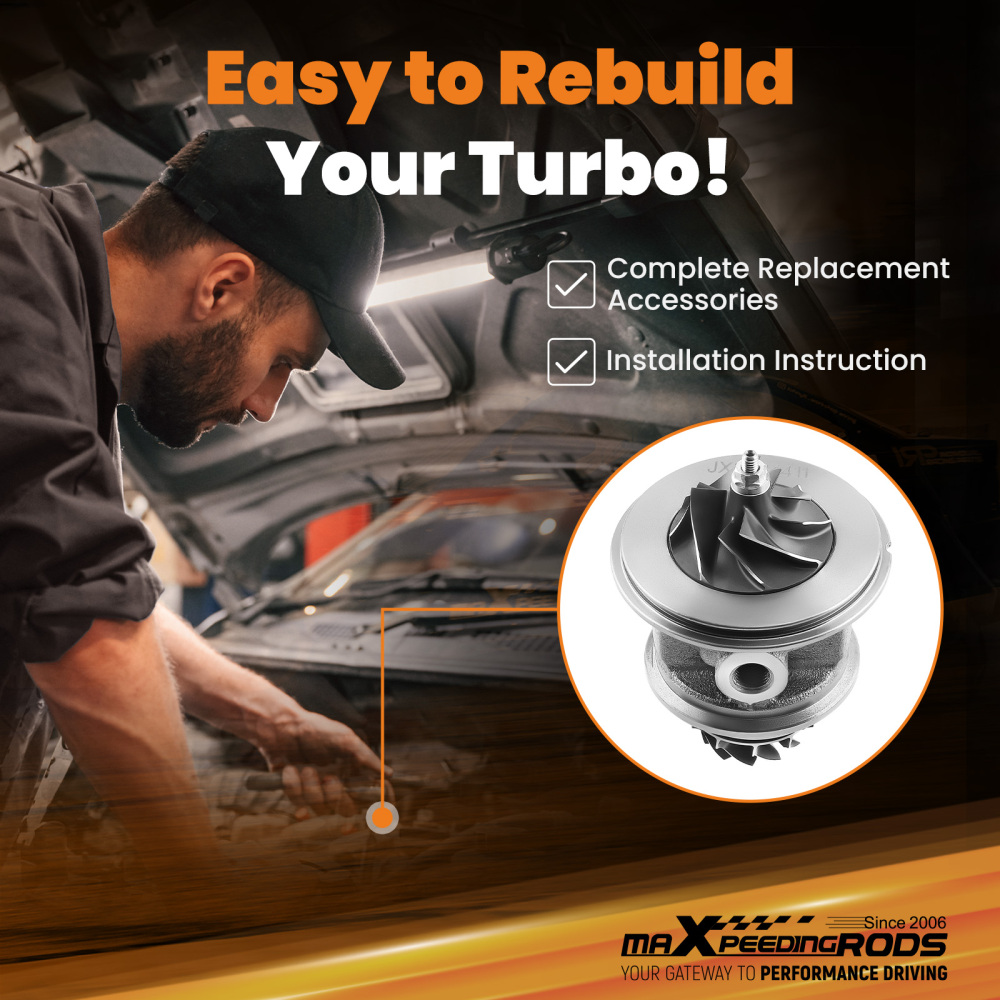 Turbocharger Cartridge CHRA compatible pour PEUGEOT 208 1.4 HDi 1398 compatible pour ccm, 50 KW, 68 PS 12-19