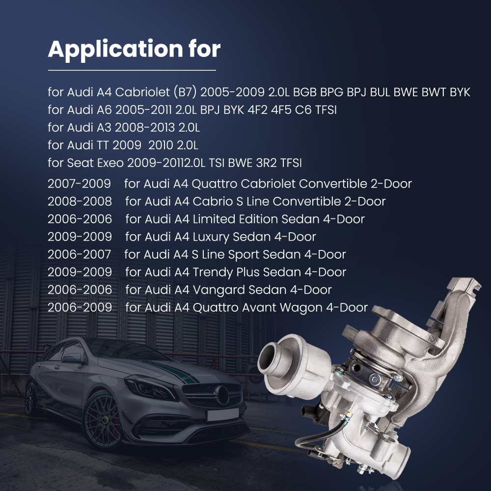 Turbo turbocompresseur compatible pour Audi A4 2.0 T B7 BUL BWE K03 2005 2007 2008 2009