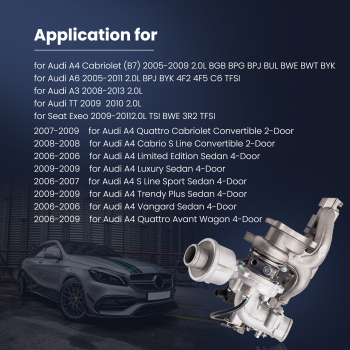 Turbocompressore turbo compatibile per Audi A4 2.0T B7 BUL BWE K03 2005 2007 2008 2009
