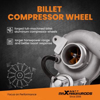 Street Performance Turbocharger compatibile per Mazda CX-7 velocità 3 velocità 6 2.3L con motore MZR DISI 2.3 Turbo L3-VDT Turbocompressore con ruota del compressore in billet