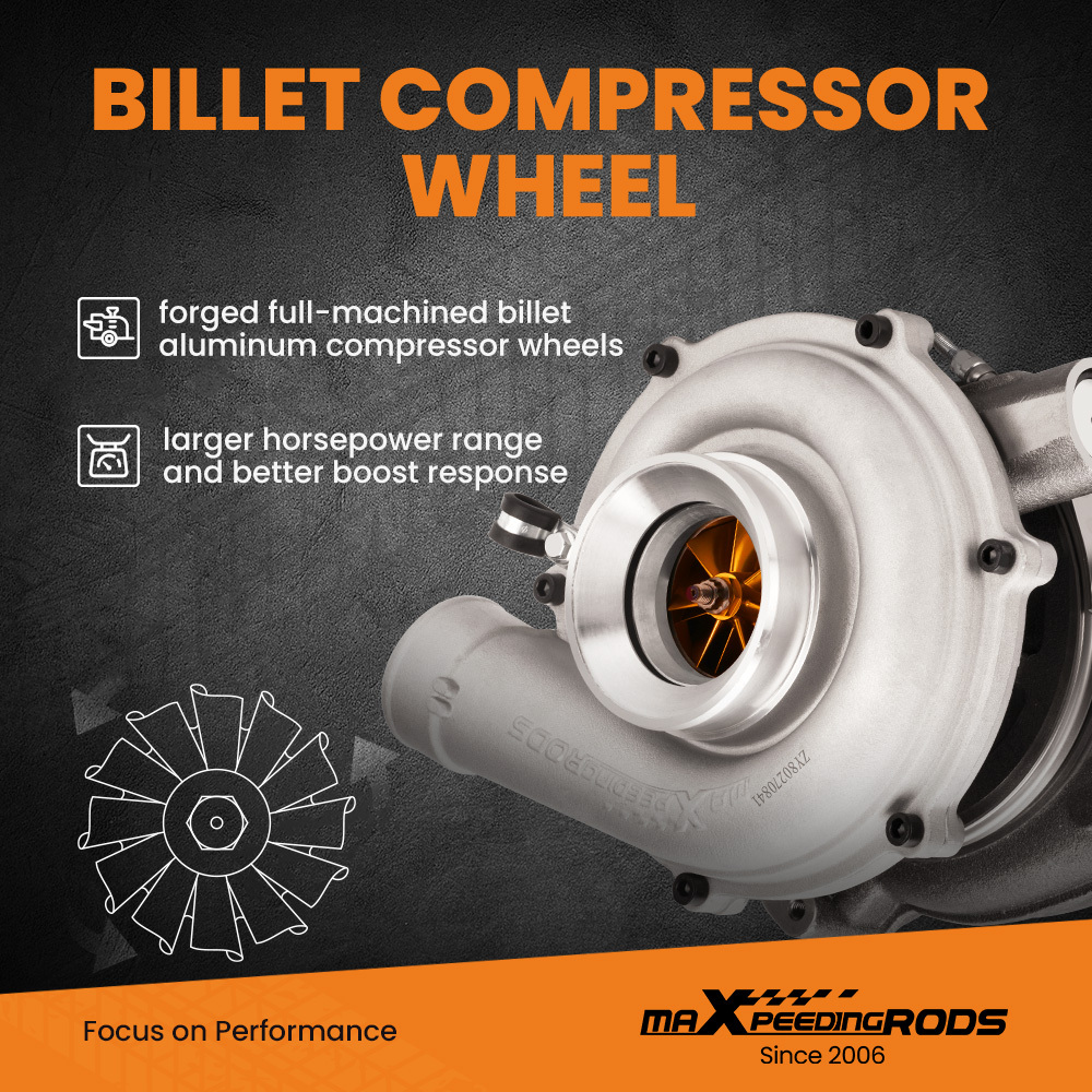 Turbo Compatible for Ford F-250, F-350 Truck compatible for Super Duty 6.0L Engine 2005-2007 Turbocharger with Billet Compressor Wheel