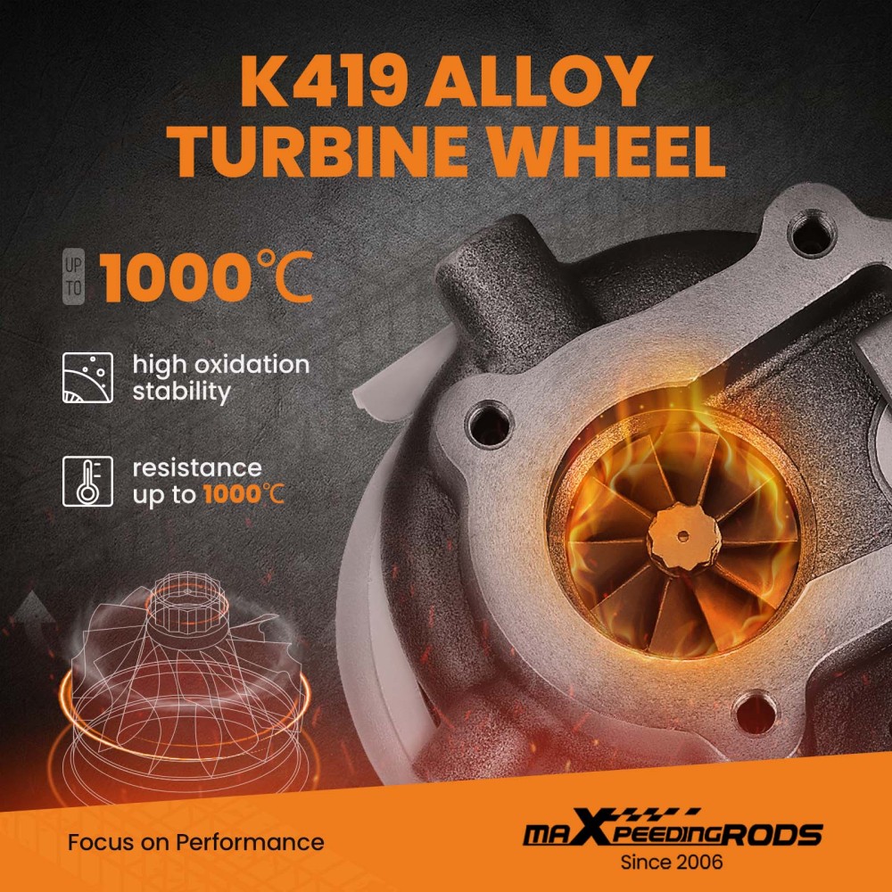 Street Performance Turbo Billet Compressor Wheel Turbocharger Compatible for Toyota COASTER 4.2L D 1HD-T 1990 - 1993