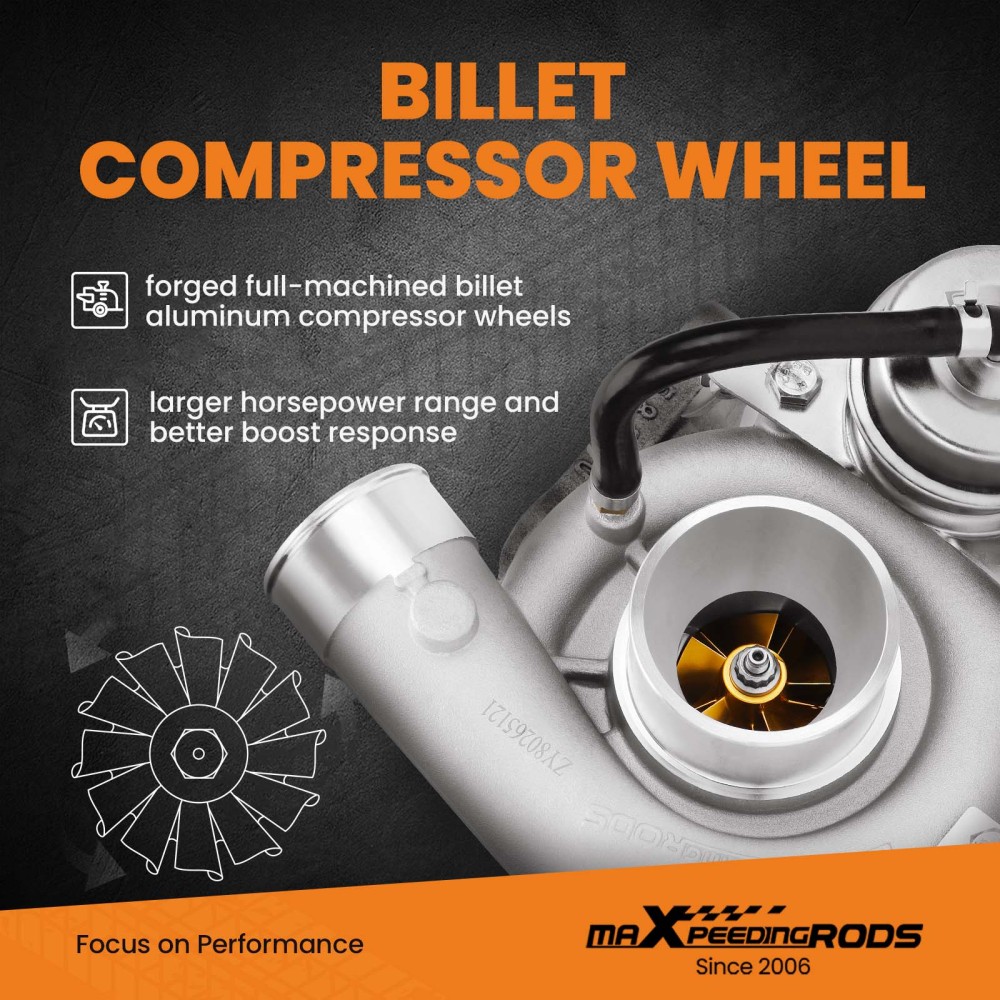 Street Performance Turbo Billet Compressor Wheel Turbocharger Compatible for Toyota COASTER 4.2L D 1HD-T 1990 - 1993