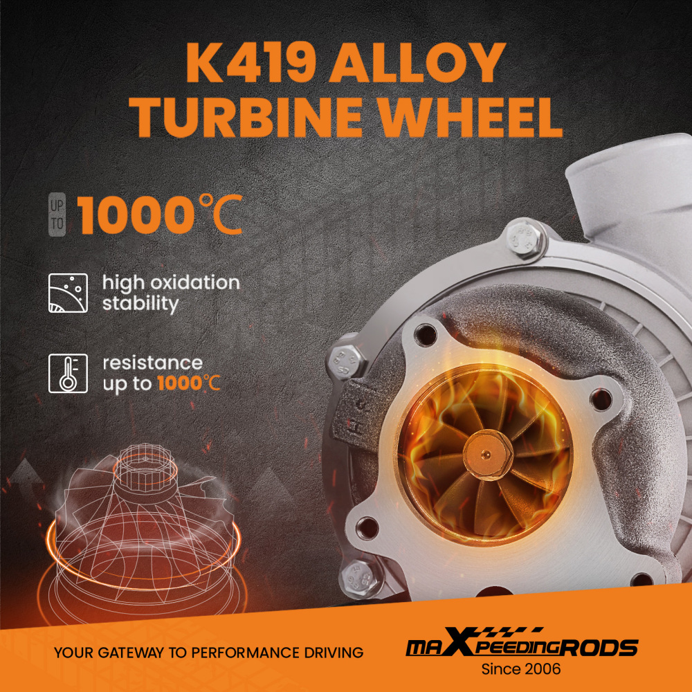 T3 T4 T04E Turbocompressore raffreddato ad olio 5 bulloni Flangia Turbocompressore con ruota del compressore in billet