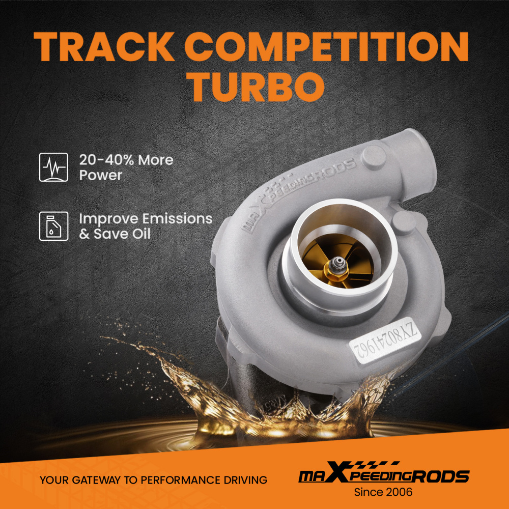 T3 T4 T04E Turbocompressore raffreddato ad olio 5 bulloni Flangia Turbocompressore con ruota del compressore in billet