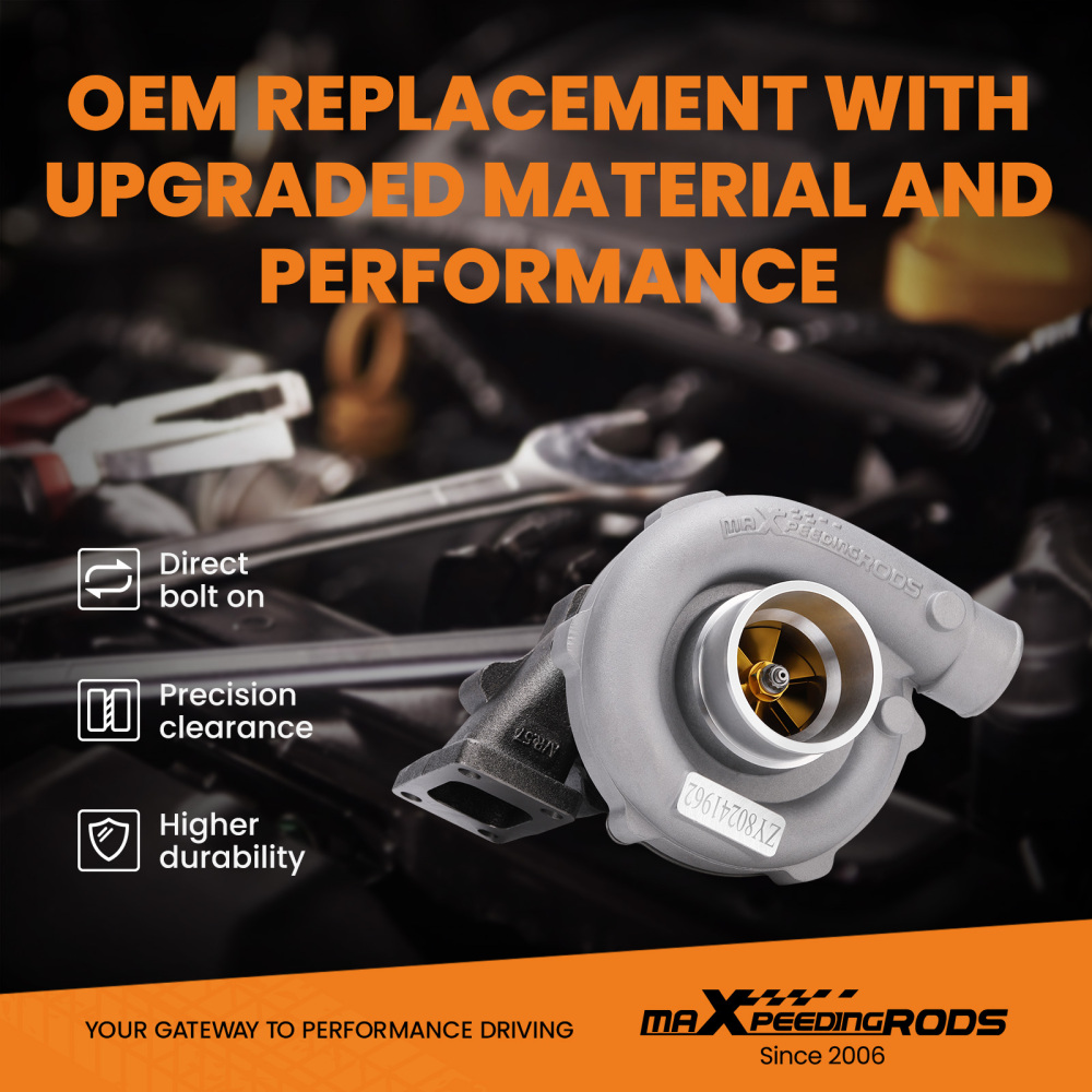 T3 T4 T04E Turbocompressore raffreddato ad olio 5 bulloni Flangia Turbocompressore con ruota del compressore in billet