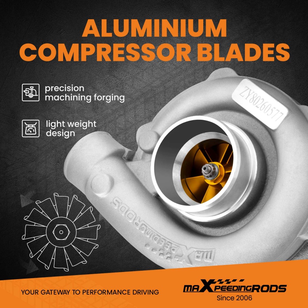 Nuovo Universal Turbo T3 T4 T04E Turbocompressore con Guarnizioni Kit Oil Cooled