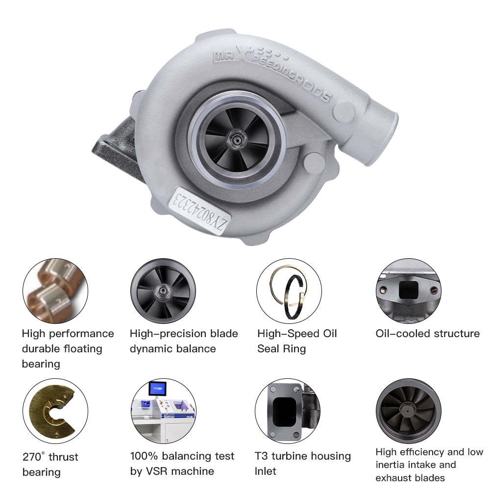 Universal Turbocharger Water Cooled T3T4 T04E T3 .63 A/R for 1.5L to 2.5L 400HP