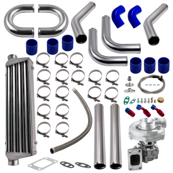 T04E T3 A/R 0.63 400HP UNIVERSAL TURBO W/ Oil Line+Intercooler +Piping Pipe Kits