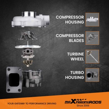 T3 T4 T03 T04 T04E T3T4 Turbocharger .63 A/R Turbo Turbine 5 Bolts Flange 400HP 5 Bolt Flange Uni Turbo