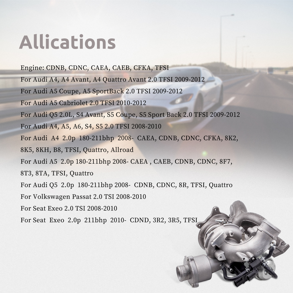 Turbocharger with Exhaust Manifold compatible for AudiA4 A5 A6 S4 S5 compatible for VW Volkswagen 2.0 TFSI 06H145702L
