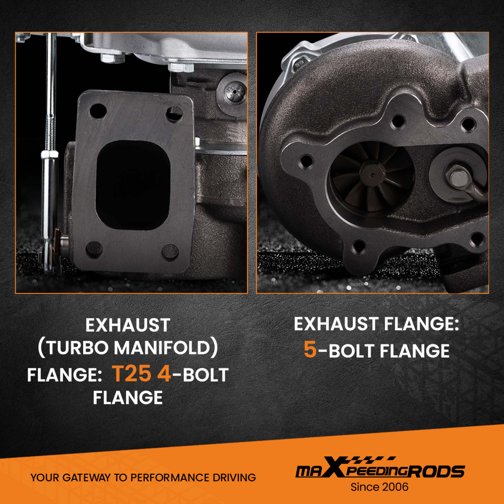 Pour GT2871 GT2860 SR20 CA18DET Turbocompresseur universelle 0.6 A / R 0.64 A / R bride à 5 boulons huile