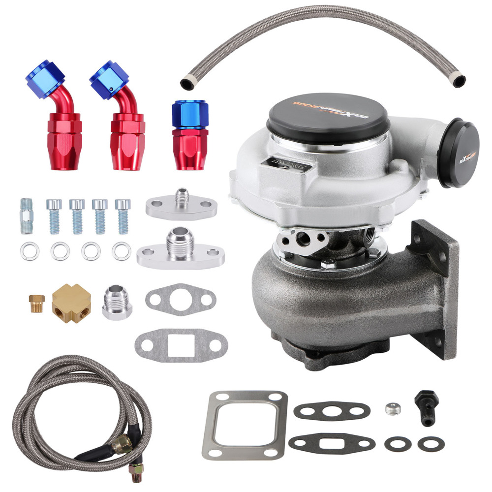 GT30 GT3037 GT3076 Turbo turbine 500HP 0.82 A/R + Oil Drain Return FEED Line kit