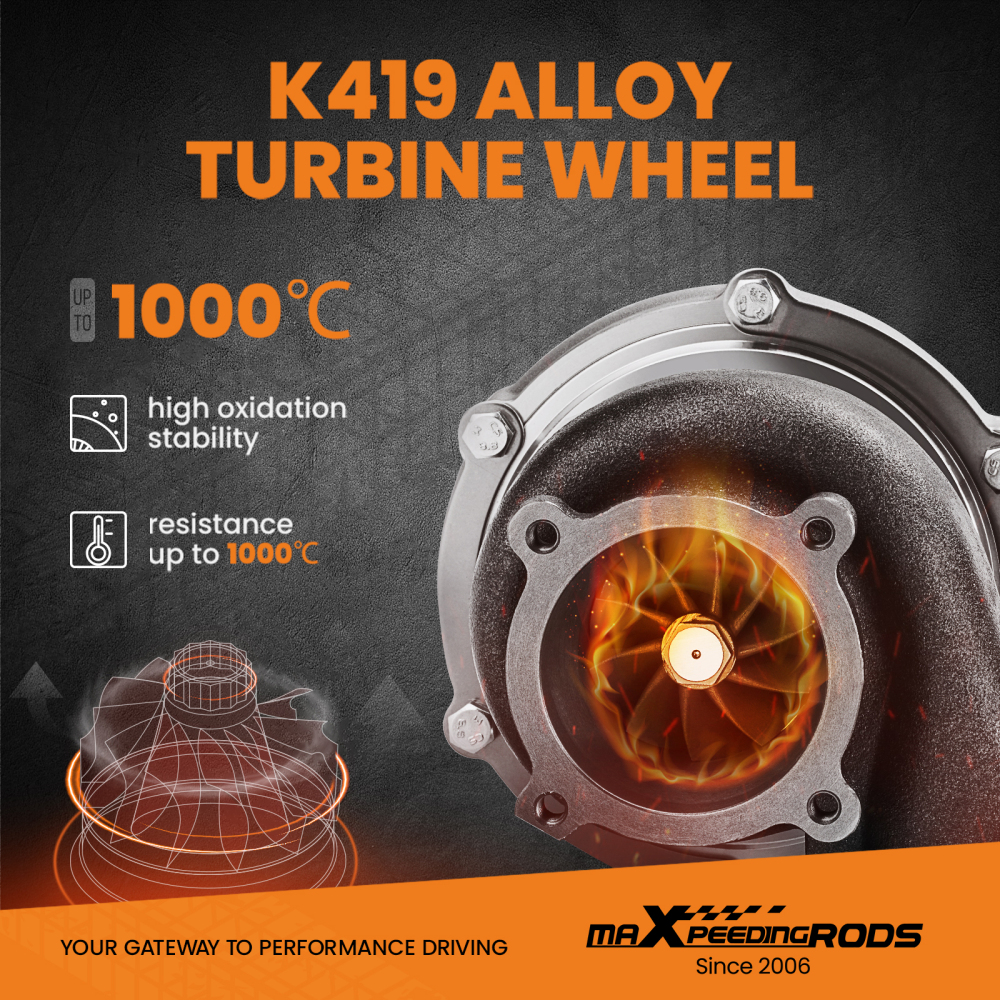 Street Racing Turbocompresor per GT35 GT3582 GT3582R turbina T3 flangia 4 bulloni Turbocompressore con ruota del compressore in billet