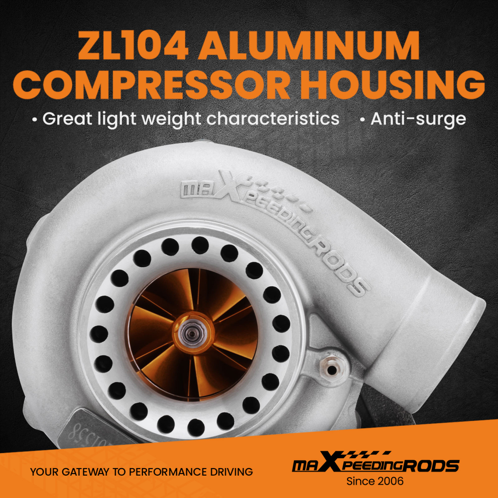 Street Racing Turbocompresor per GT35 GT3582 GT3582R turbina T3 flangia 4 bulloni Turbocompressore con ruota del compressore in billet