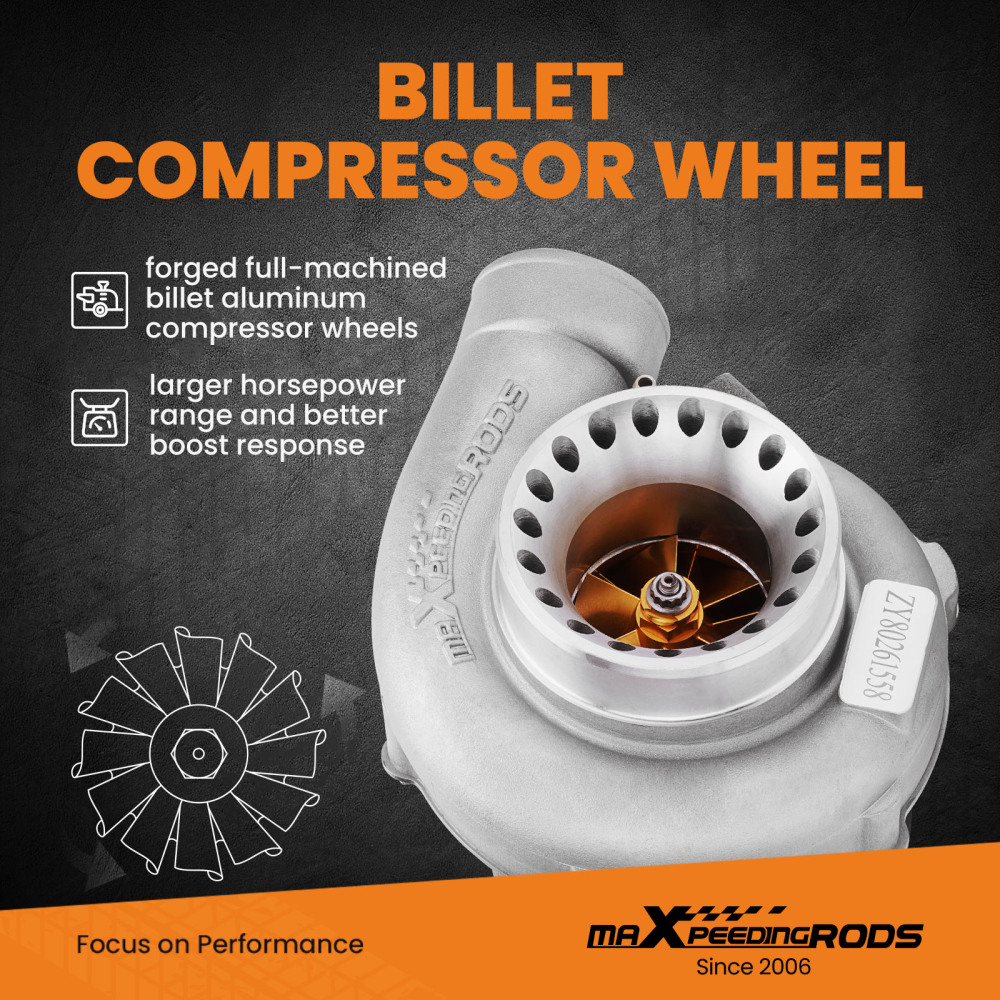 Billet GT3582 AR.70 .63 Float Bearing Turbo compatible for Nissan Safari compatible for Patrol 4.2L TD42