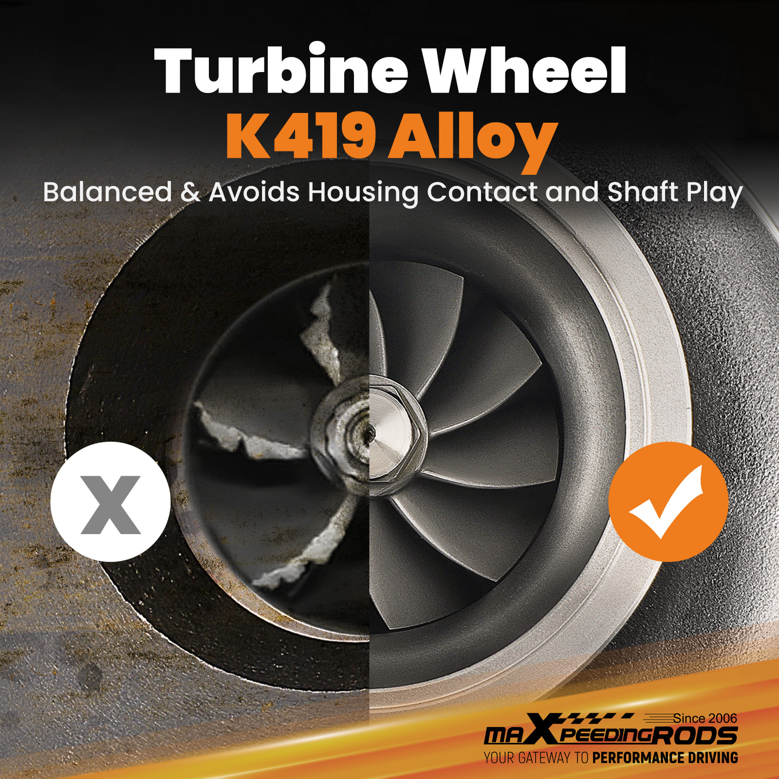 Billet for GT3582 Turbo 600+HP T3 AR.70/63 Anti-Surge Ball