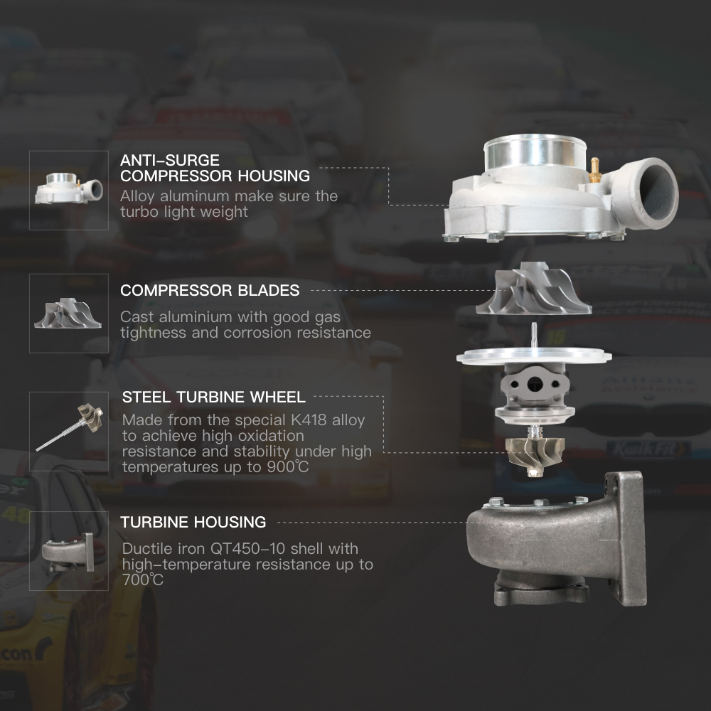 Pour GT35 GT3582 Turbo compatible pour Charger T3 AR.70 / 63 Roulement de turbocompresseur de compresseur anti-surtension