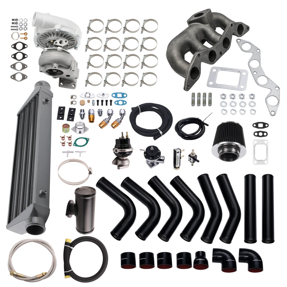 T04E T4 Turbo Kit Wastegate +Intercooler+Manifold compatible for Honda Civic D17 DX EX 1.7L