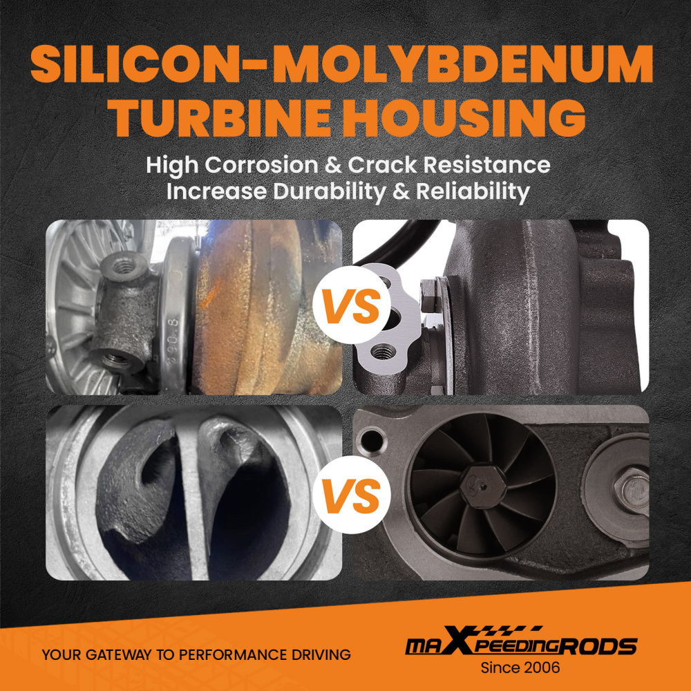 Turbo T3T4 Com A/R .63 A/R.60 Oil Cold 3 V Band Universal Turbocharger Perfect for all 4 or 6 CYL, 1.5L- 2.5L engines billet compressor wheel