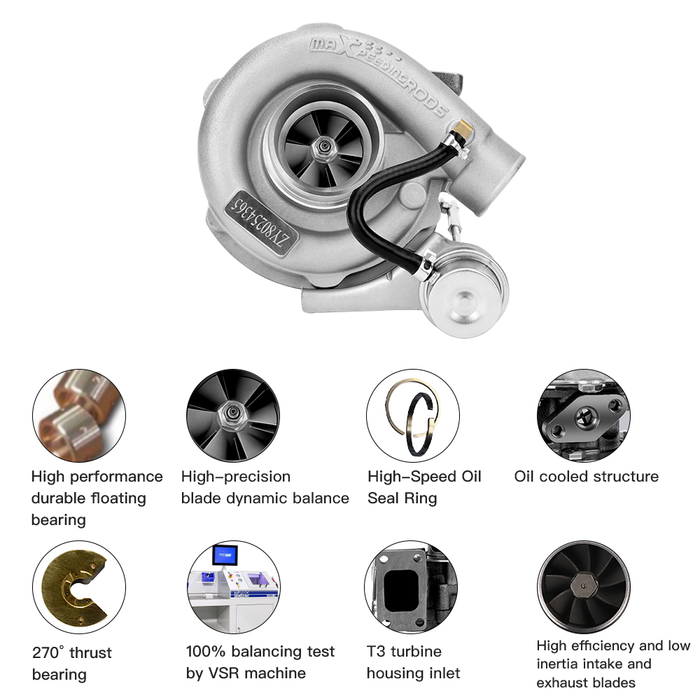T3 T4 Turbo .63 A/R Oil Hybrid V Band Universal Turbocharger for 4 6 Cyl tcd