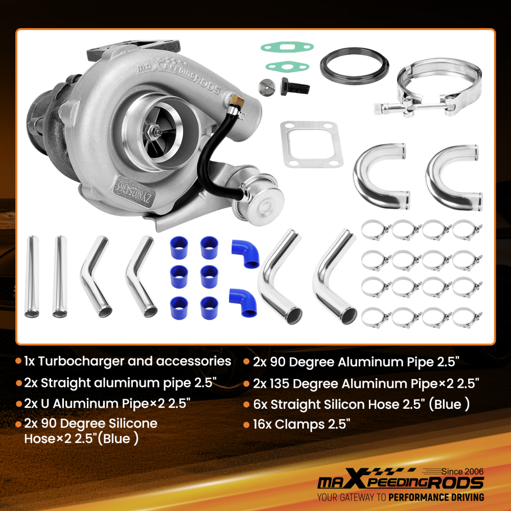 Turbo 0.63 A/R V Band For 1.5-2.5L4 6 Cyl + 2.5 64mm 8PCS PIPING Kit