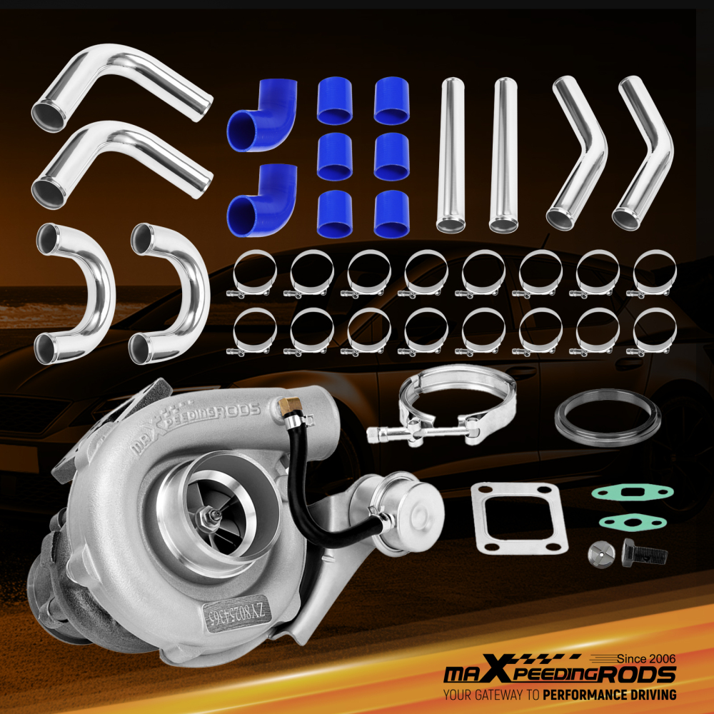 Turbo 0.63 A/R V Band For 1.5-2.5L4 6 Cyl + 2.5 64mm 8PCS PIPING Kit