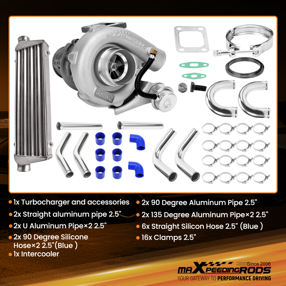 T3 Turbo Charger0.63 A/R 4 6 CYL+ Intercooler + 2.5 Intercooler Piping Kit