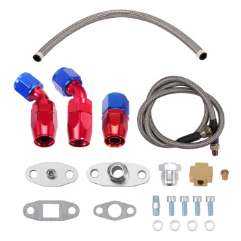 For GT45 T4 Billet V-band Flange TurboCharger 600+HP + Oil Drain Feed Return Line