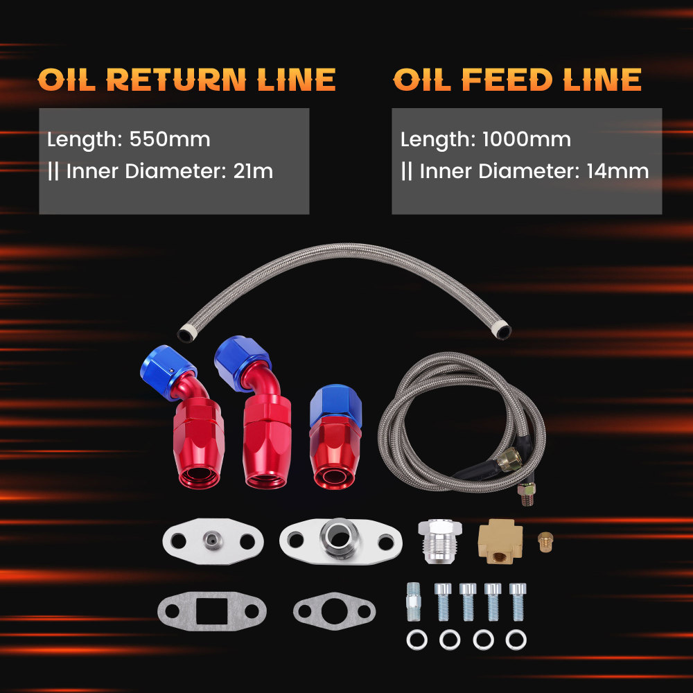 Kit linee olio turbocompressore universali per GT45 per tutti i motori 600+ BHP