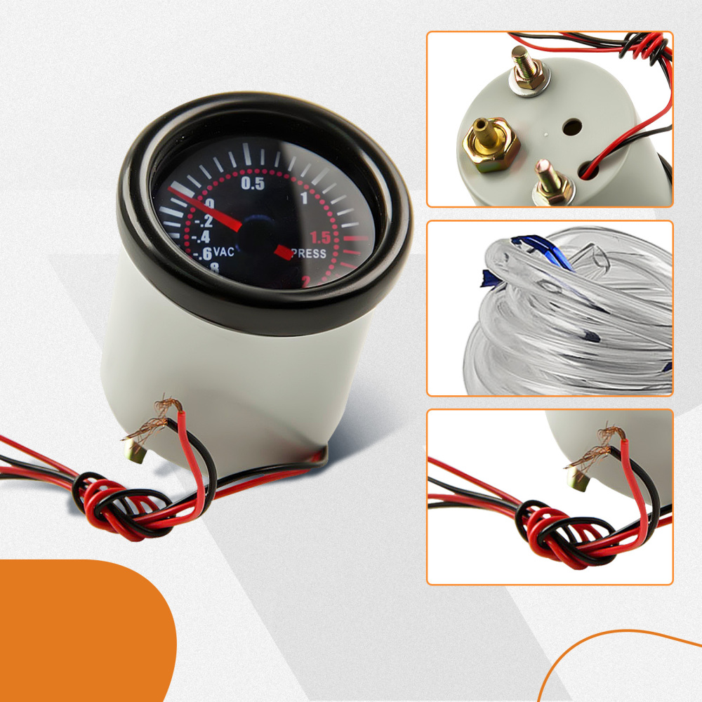 Calibro Turbo Boost universale + tubo in PVC + raccordo a T 12V DC, max. 0,3 A 0 ~ 20 PSI
