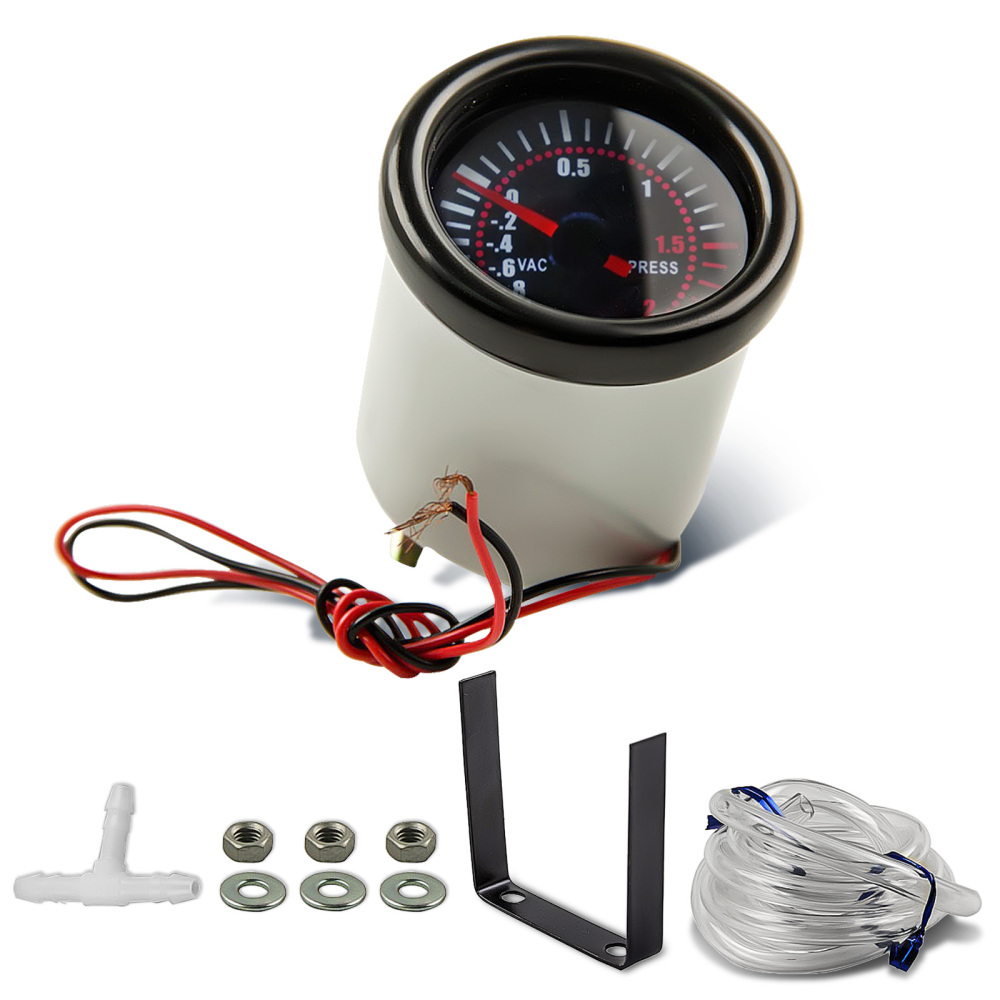 Calibro Turbo Boost universale + tubo in PVC + raccordo a T 12V DC, max. 0,3 A 0 ~ 20 PSI