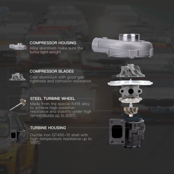Universale Turbo T3 Turbocompressore 420BHP A/R: 0.5, A/R: 0.63 for 4 6 CYL