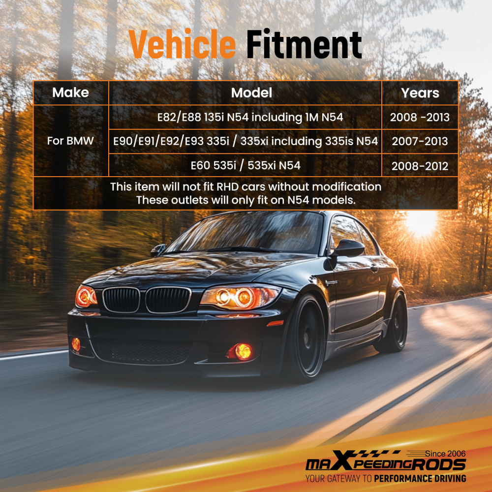 2 Aluminum Turbo Outlet Charge Pipe Kit compatible for BMW 335i 335is N54 3.0 3.0L 07-2013