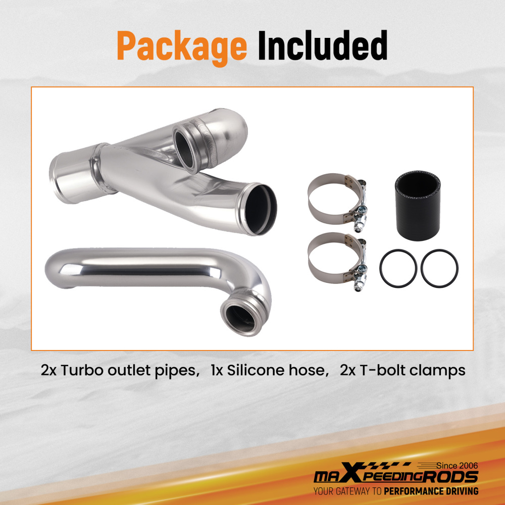2 Aluminum Turbo Outlet Charge Pipe Kit compatible for BMW 335i 335is N54 3.0 3.0L 07-2013