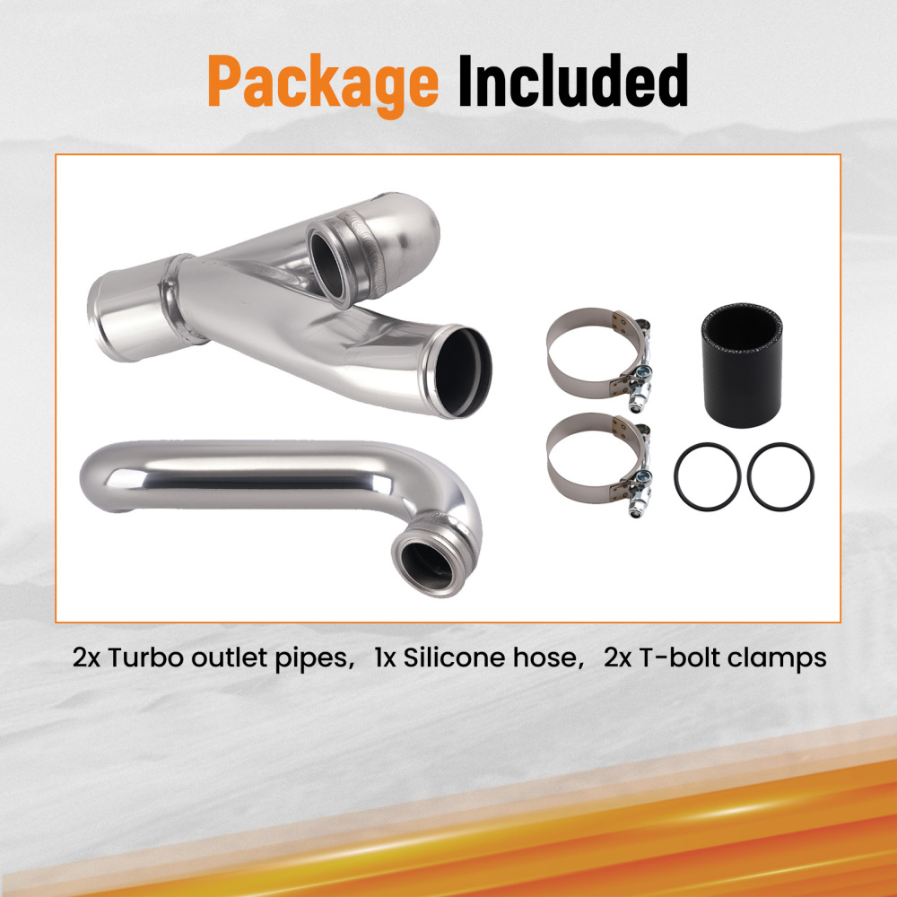 2 Aluminum Turbo Outlet Charge Pipe Kit compatible for BMW 335i 335is N54 3.0 3.0L 07-2013