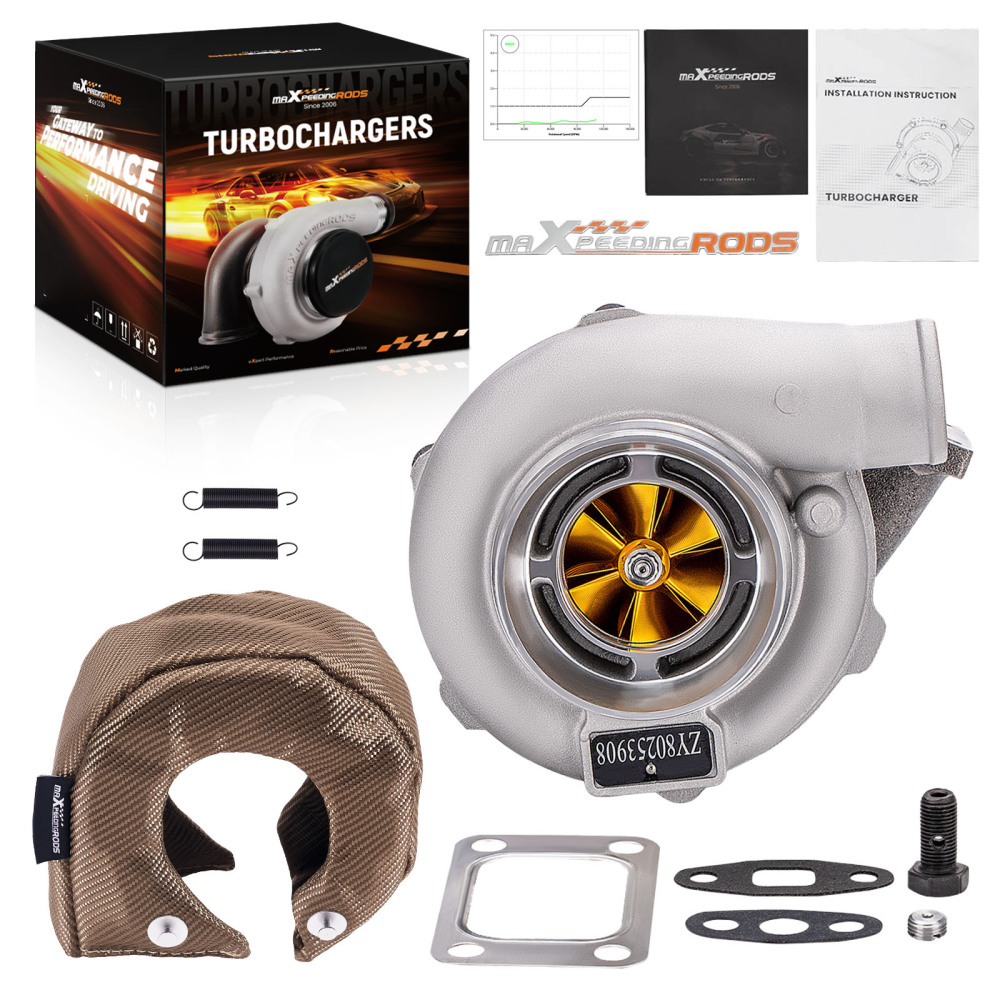 GT3037 GT3076R GT30 Turbor Up to 600HP+ T3 .82 A/R +Basalt fiber Heat Shield