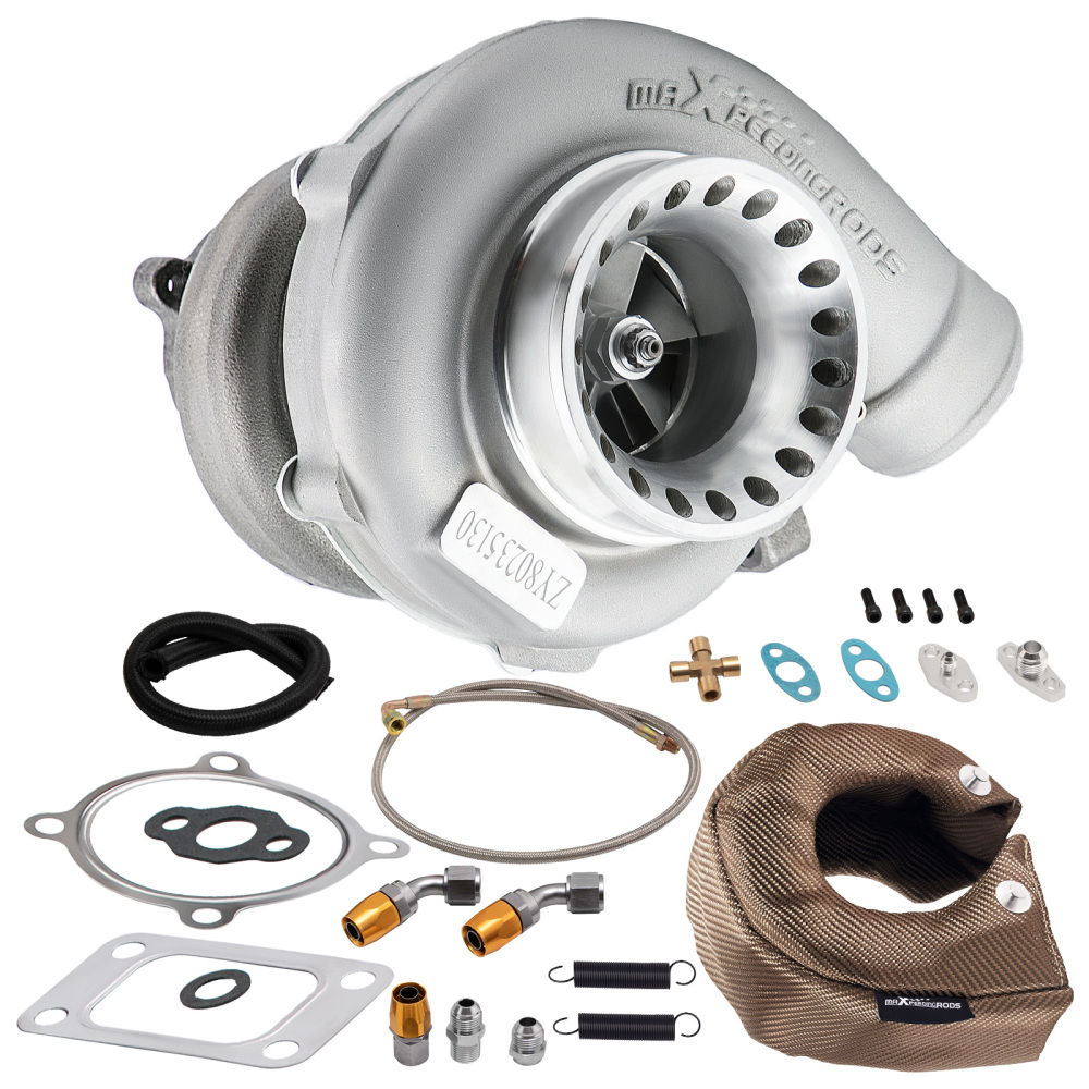 Upgrade T3T4 GT3582 GT30 A/R .70 .63 W/ Oil Line KitsBasalt Fiber Heat Shield