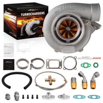 Upgraded Billet GT35 GT3582 T3 0.7 AR Turbo 600HP w/ Oil Supply Return Line Kit