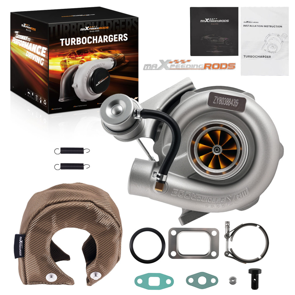 T04e T3 .63 Billet Turbo V Band 420+hp W/ Wastegate+Titanium Fiber Turbo Blanket
