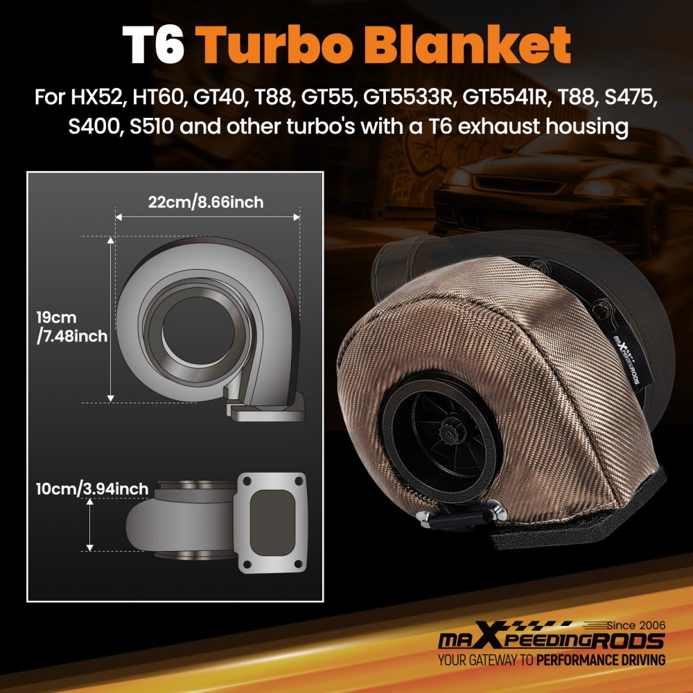 S400SX4 Turbo T6+Titanium Fiber Heat Shield for DDC-MTU Navistar Series 60 00-08