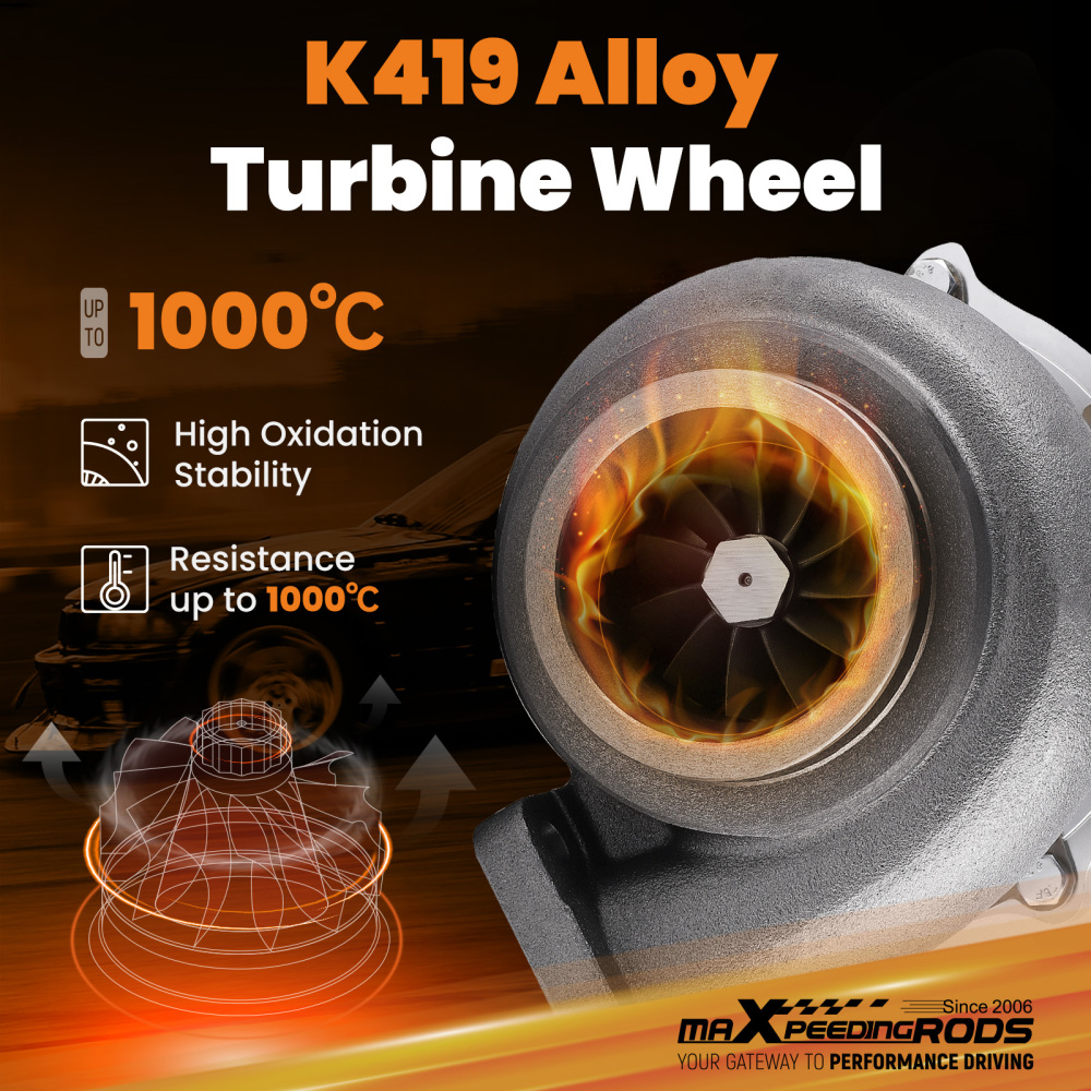 T76 Billet Turbo T4 .96 A/R 0.8 500HP Compressor for V6 V8+Titanium Fiber Shield