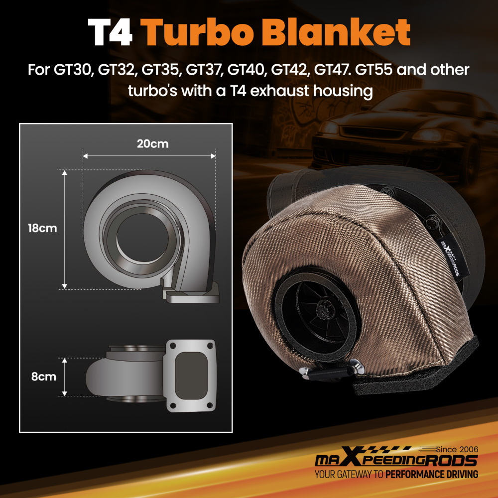 Turbo Blanket for T4 Turbo GT30 GT35 GT40 GT42 GT47 800°C Rated